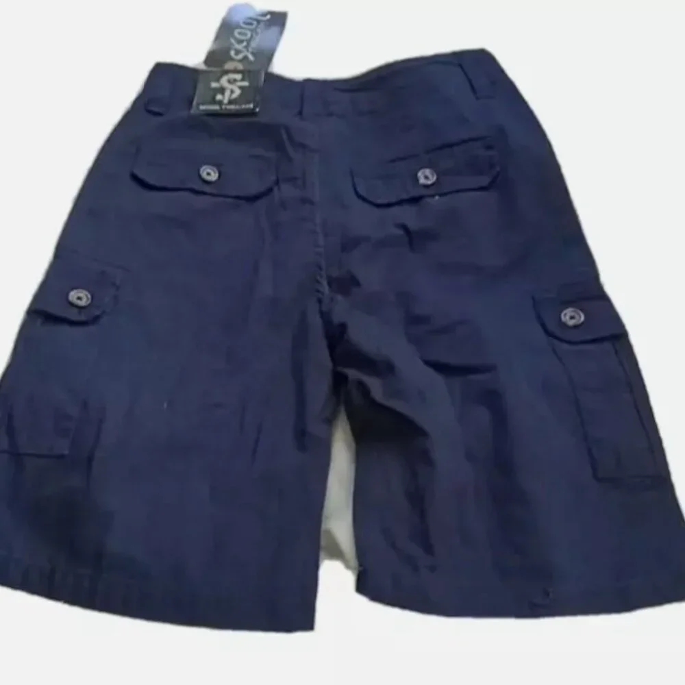 Boys Cargo Shorts Size 12 (26x8) NWT Navy Blue Skool Threads Uniform Pockets
